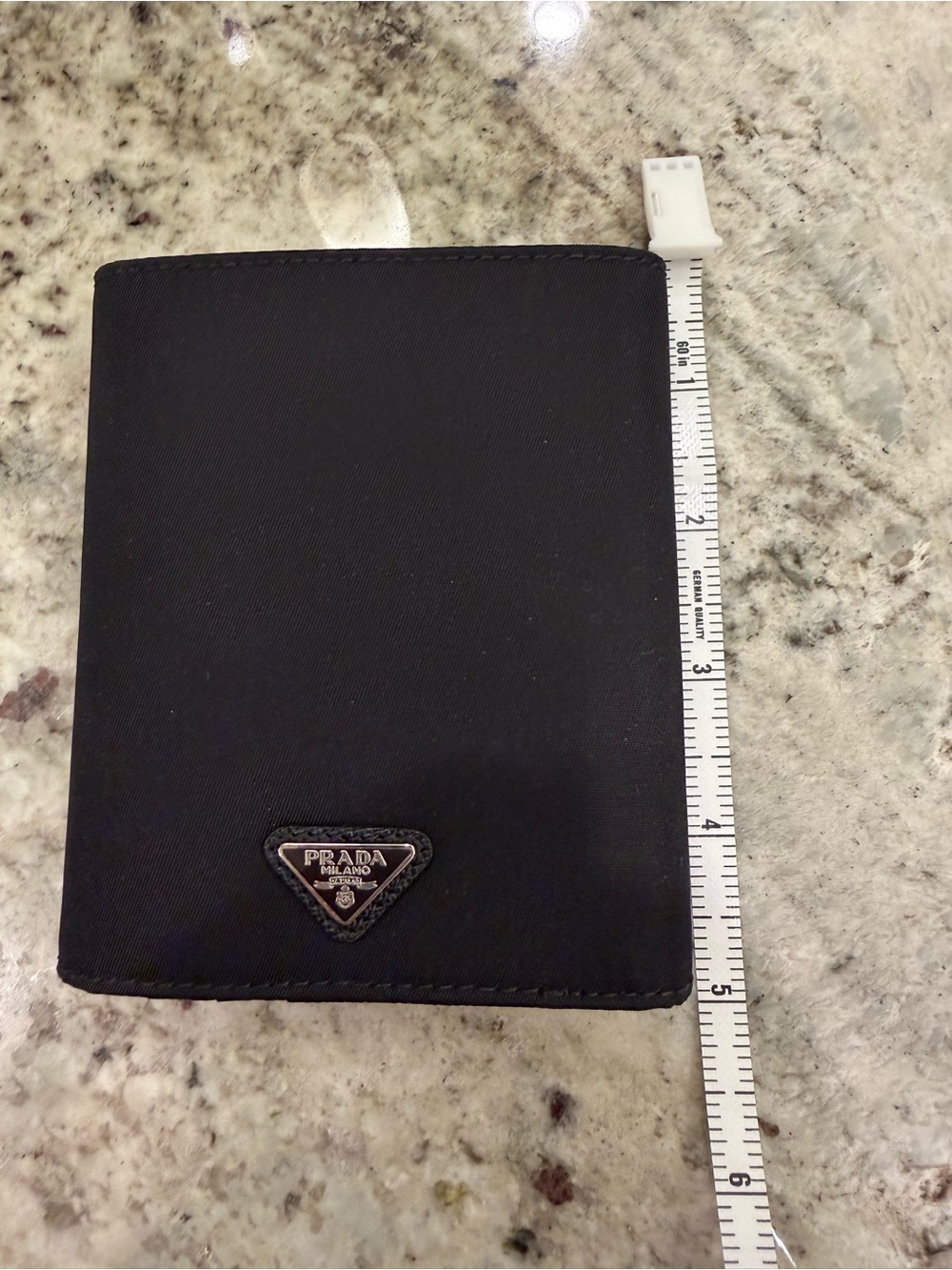 Prada Black Nylon Logo Bifold Passport Wallet